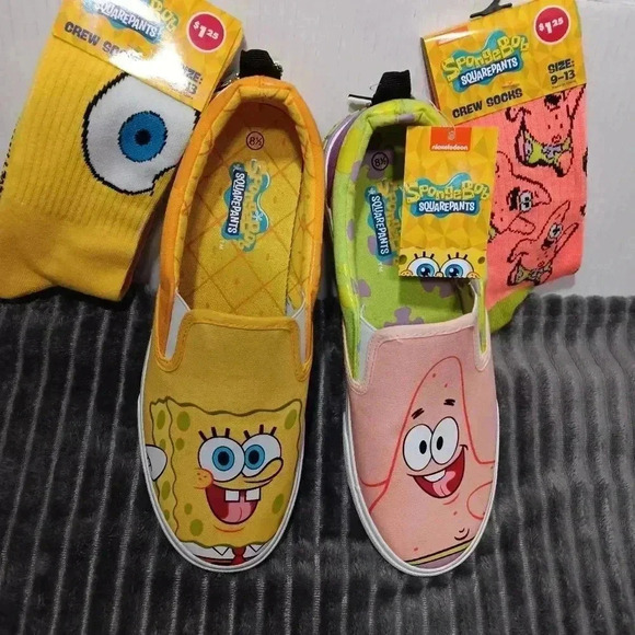 NWOB SpongeBob Squarepants & Patrick Slip On Canvas Sneaker Mens Shoe Sz 8.5 - Picture 7 of 12